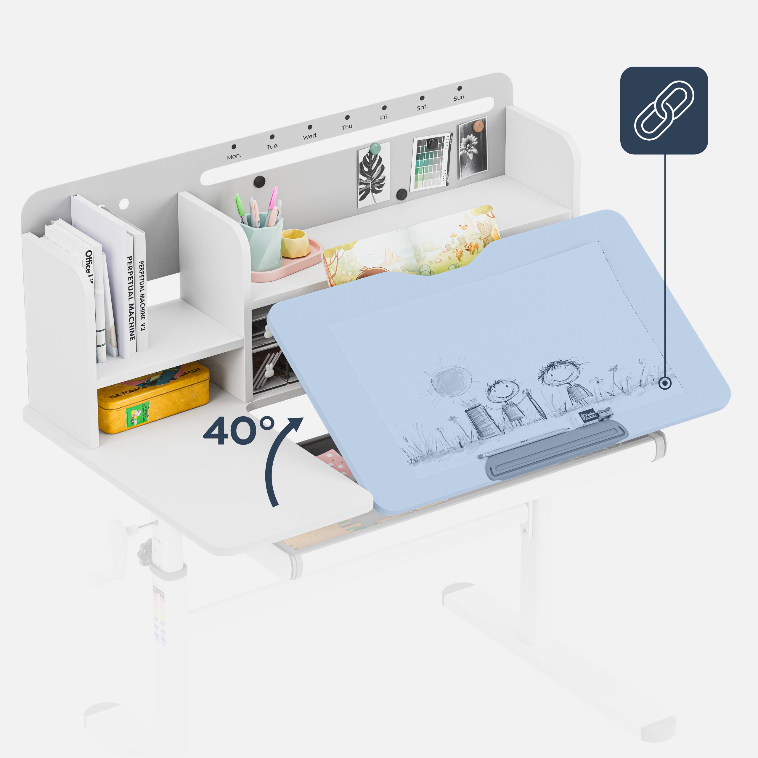 Biurko dla dzieci Mark Adler Study 5.7 Grey 100 cm