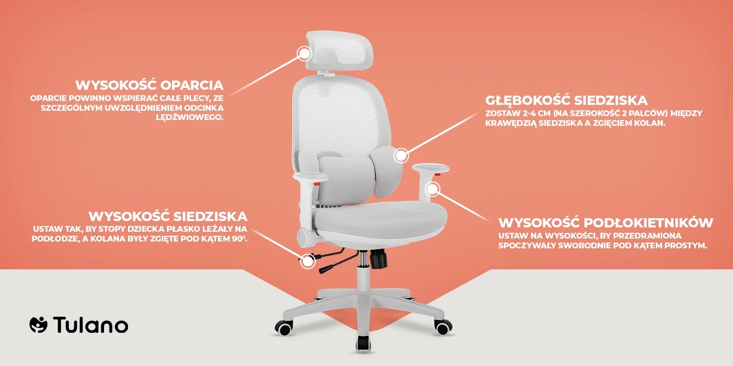 fotel obrotowy dla dziecka - kluczowe elementy regulacji