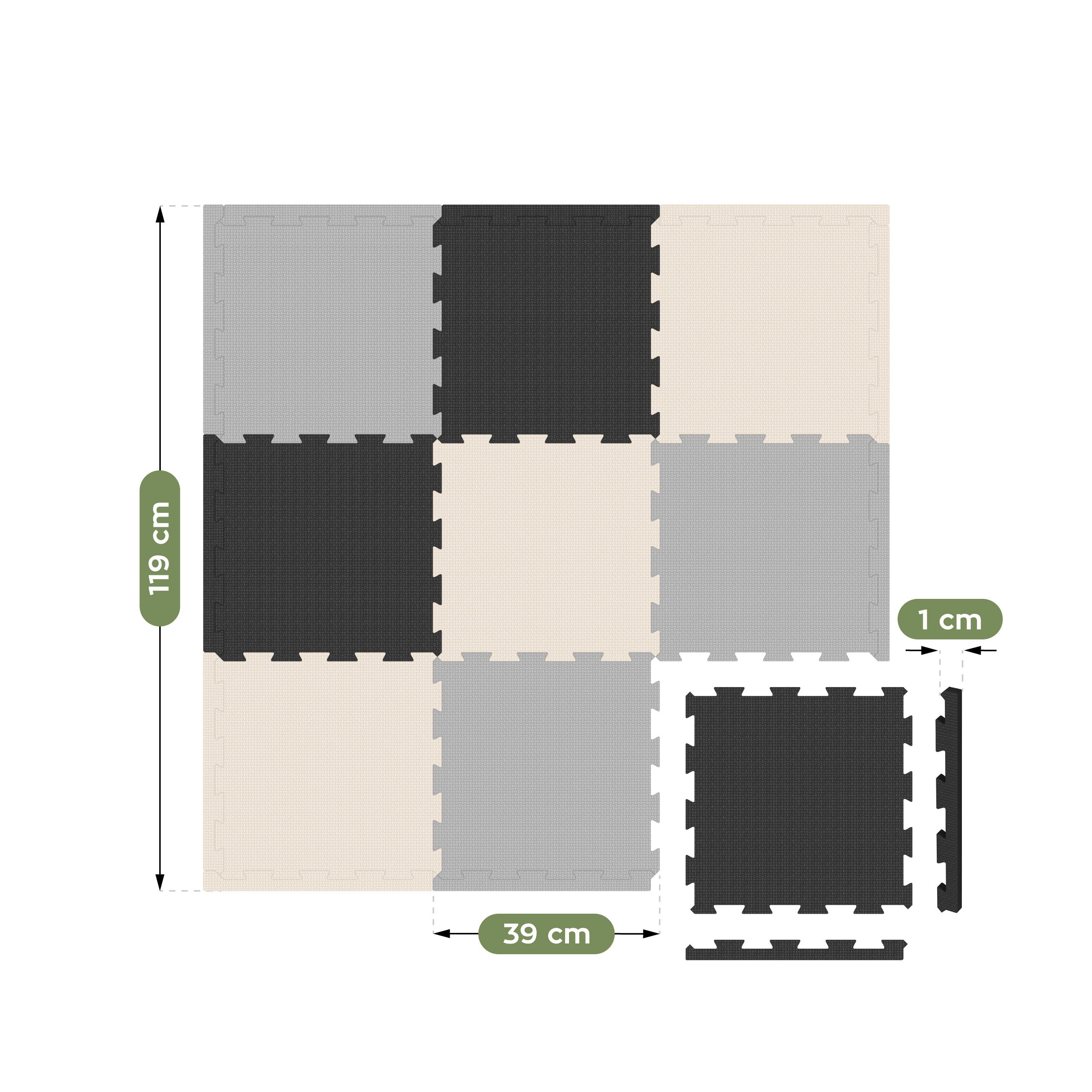 Wymiary maty piankowej Gioco 15