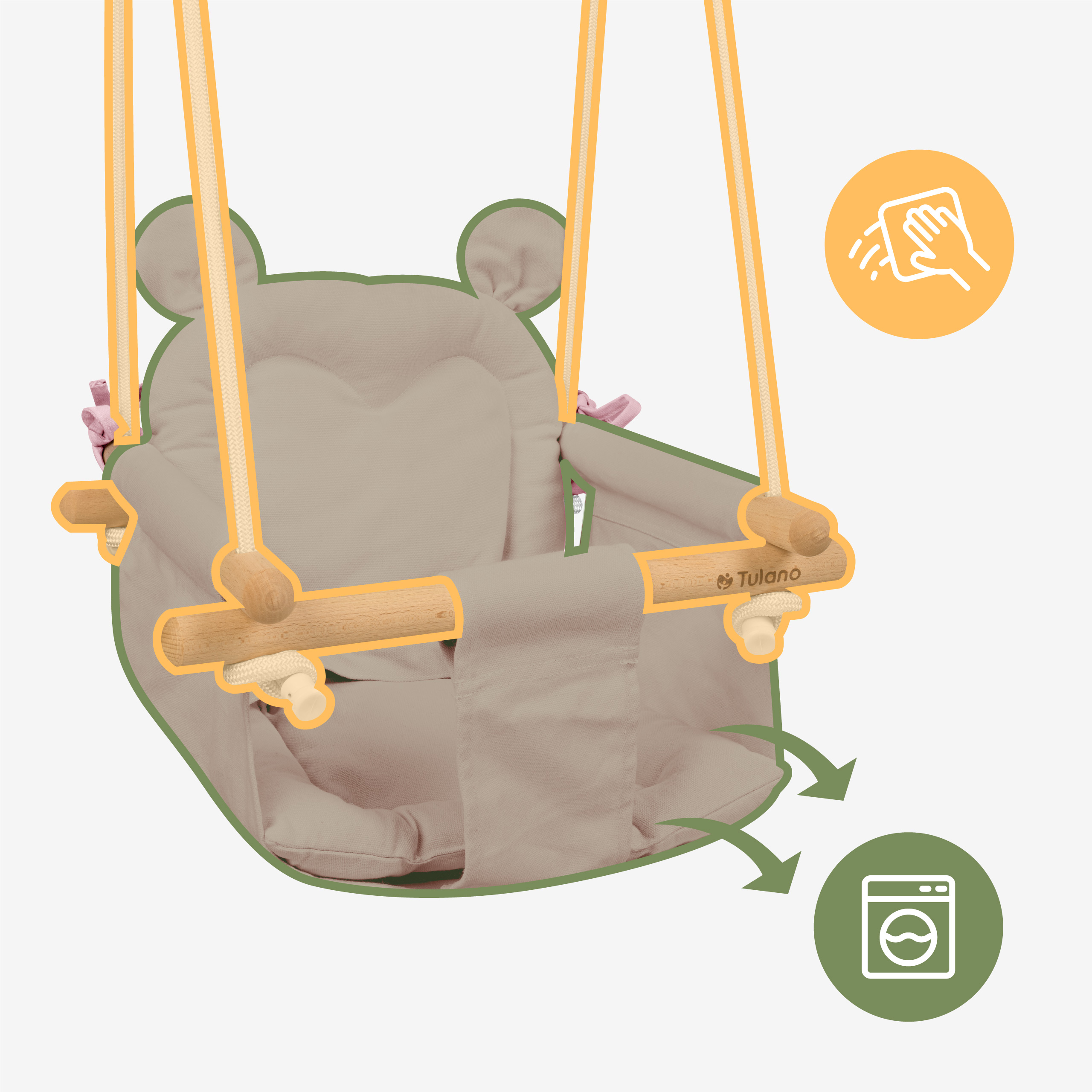 Naturalne materiały w huśtawce Hop 30