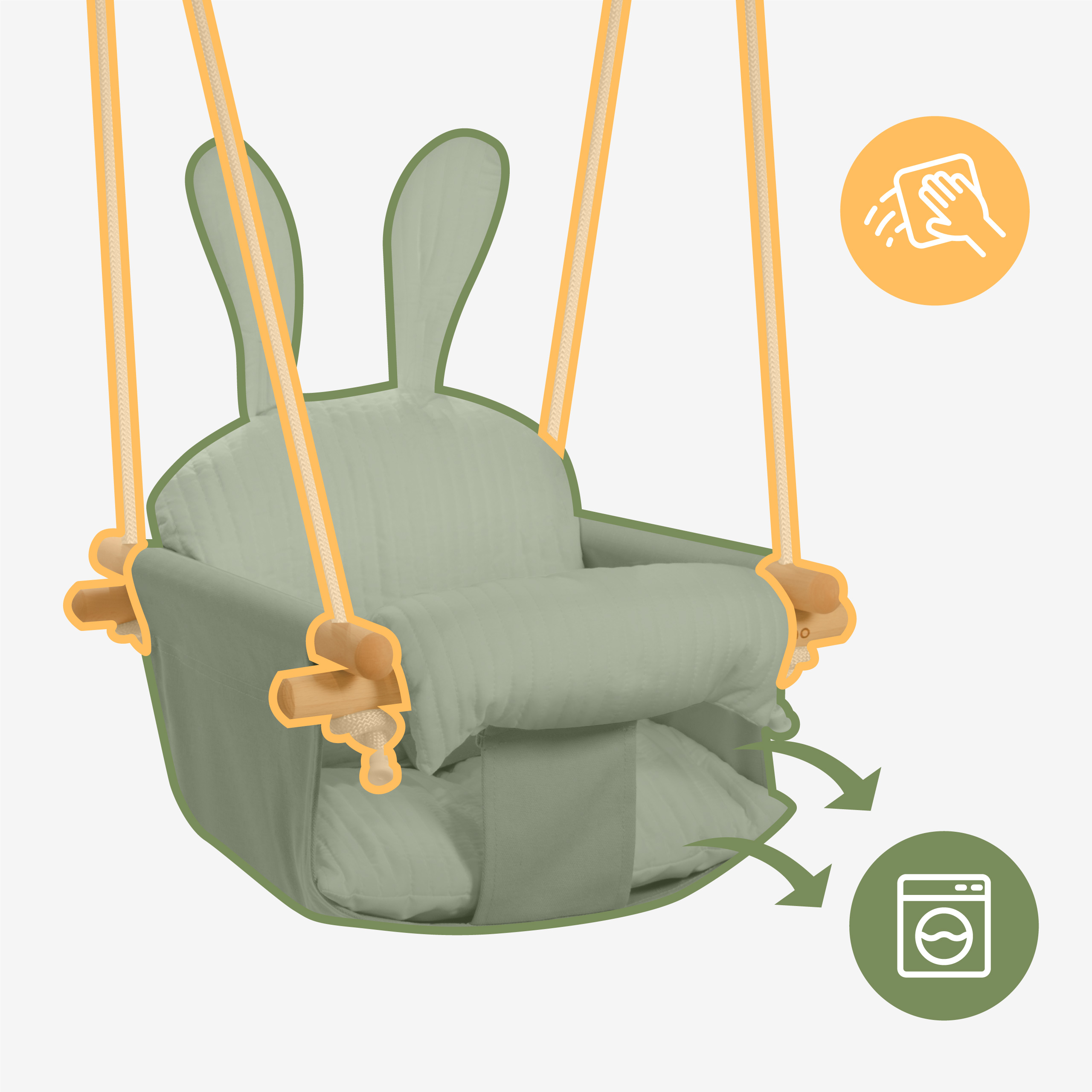 Naturalne materiały w huśtawce Hop 33