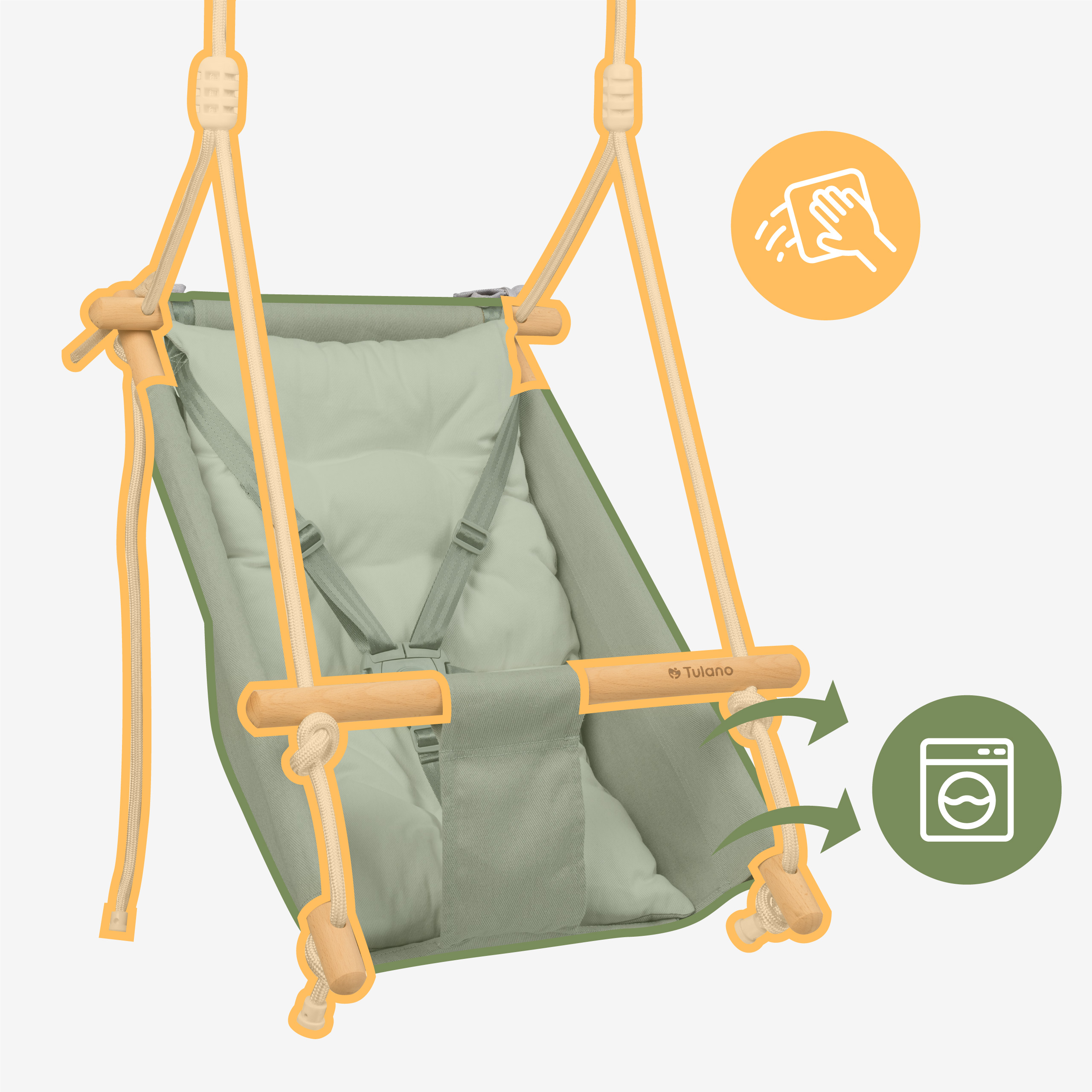 Naturalne materiały w huśtawce Hop 40