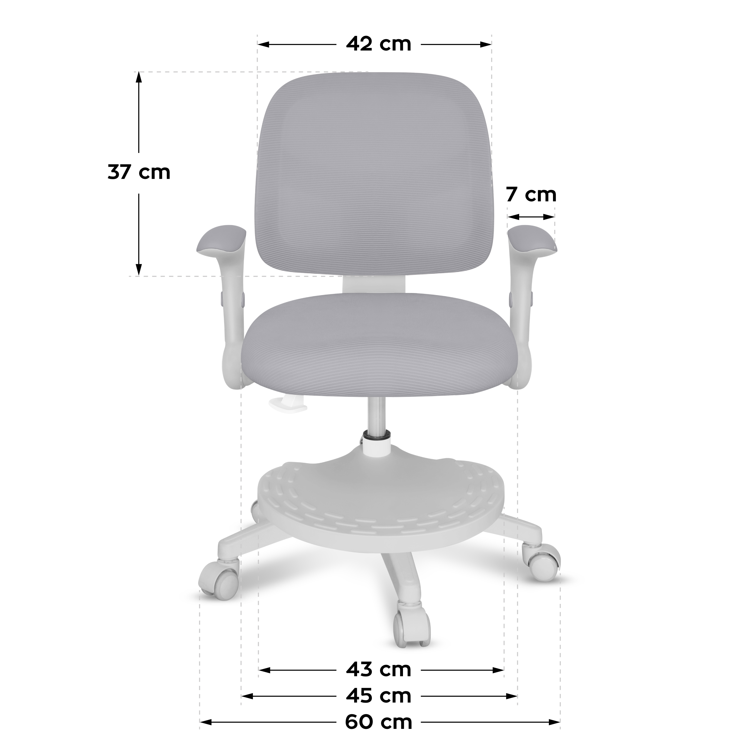 Wymiary fotela Junior 5.0 Grey