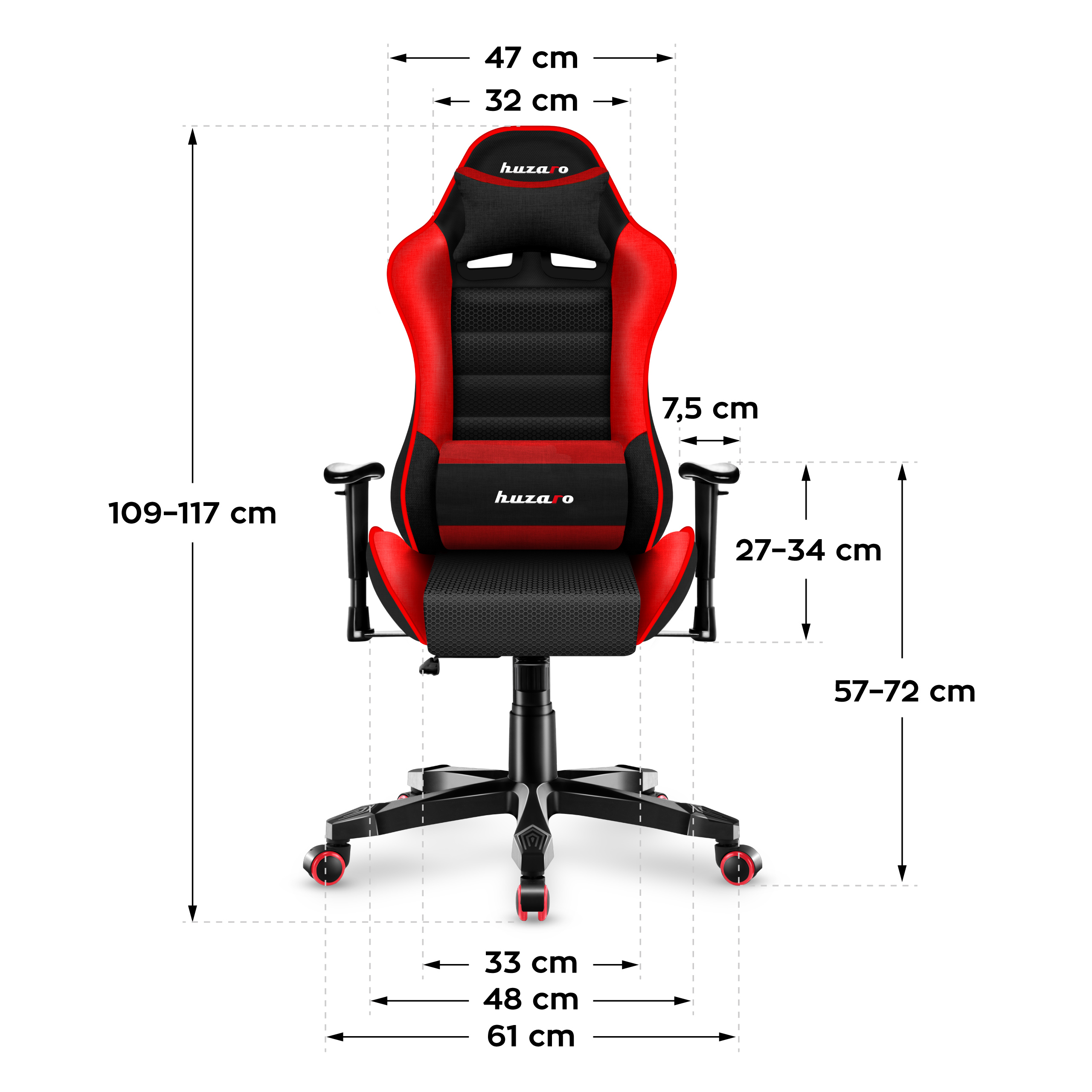 Wymiary fotela Ranger 6.0 Red